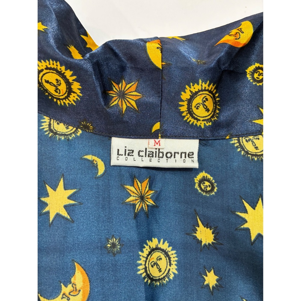 Sold. Liz Claiborne Vintage Celestial Sun Moon Stars Navy Blue Satin Robe Mens - Picture 4 of 7